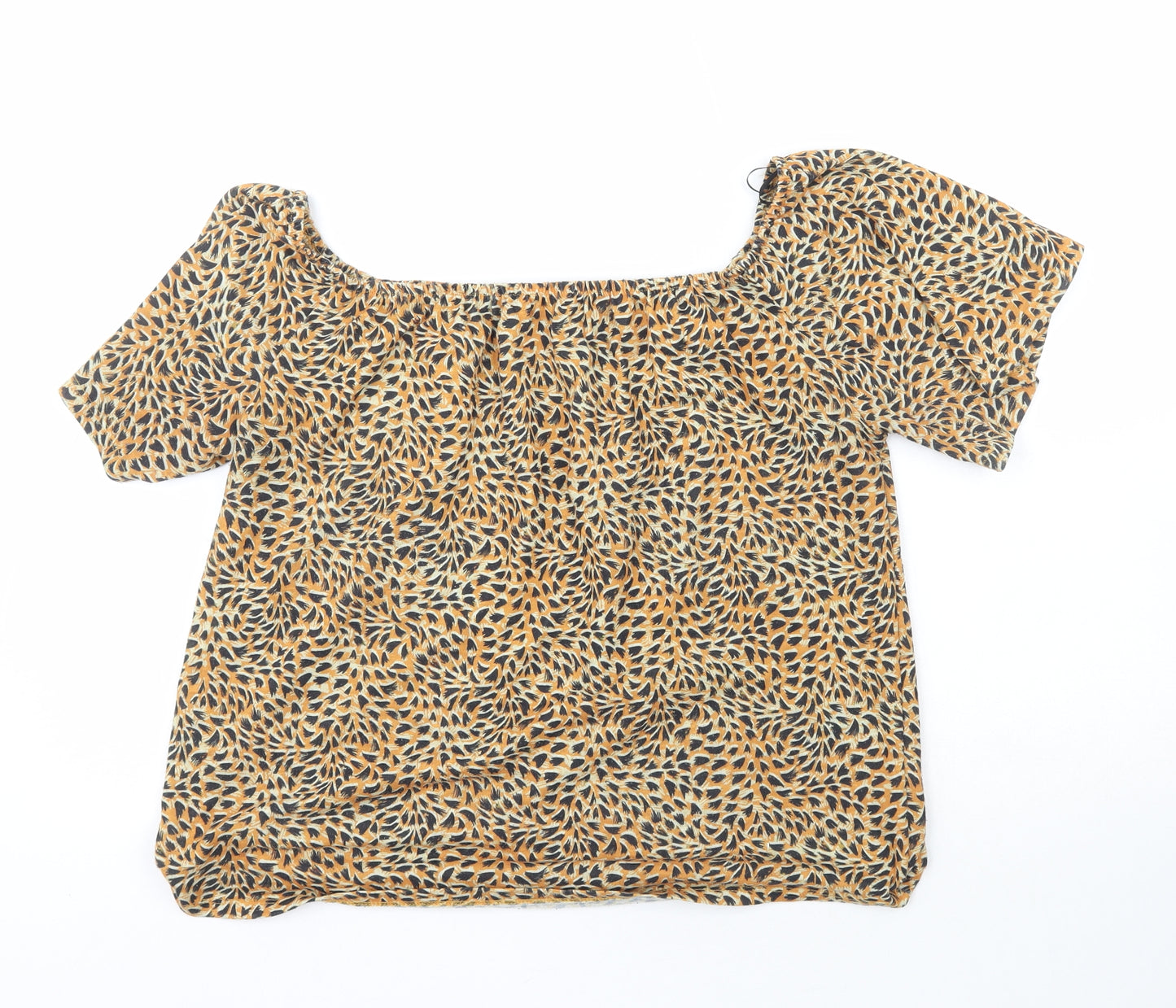 Love Tees Womens Orange Animal Print Polyester Basic Blouse Size 18 Off the Shoulder