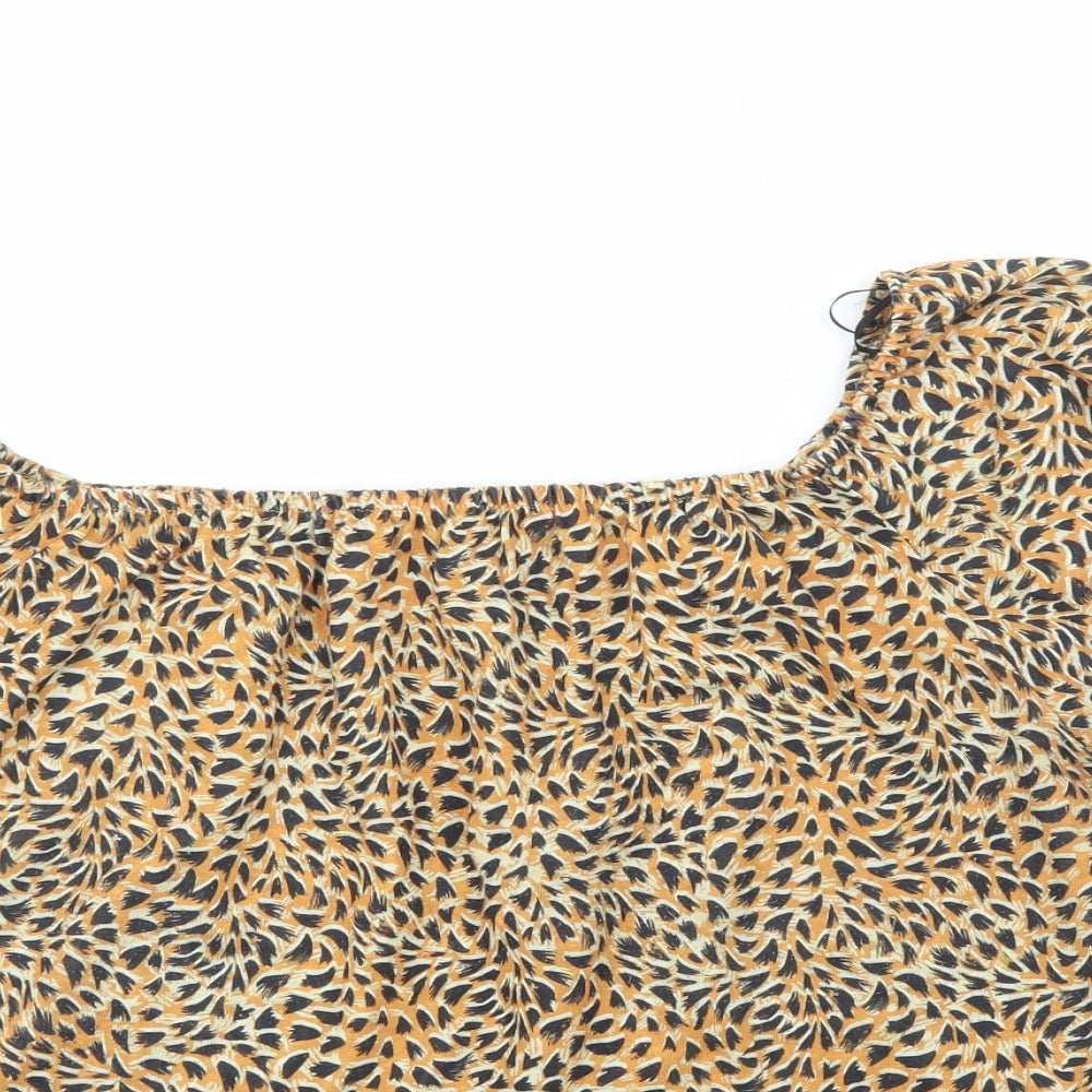 Love Tees Womens Orange Animal Print Polyester Basic Blouse Size 18 Off the Shoulder
