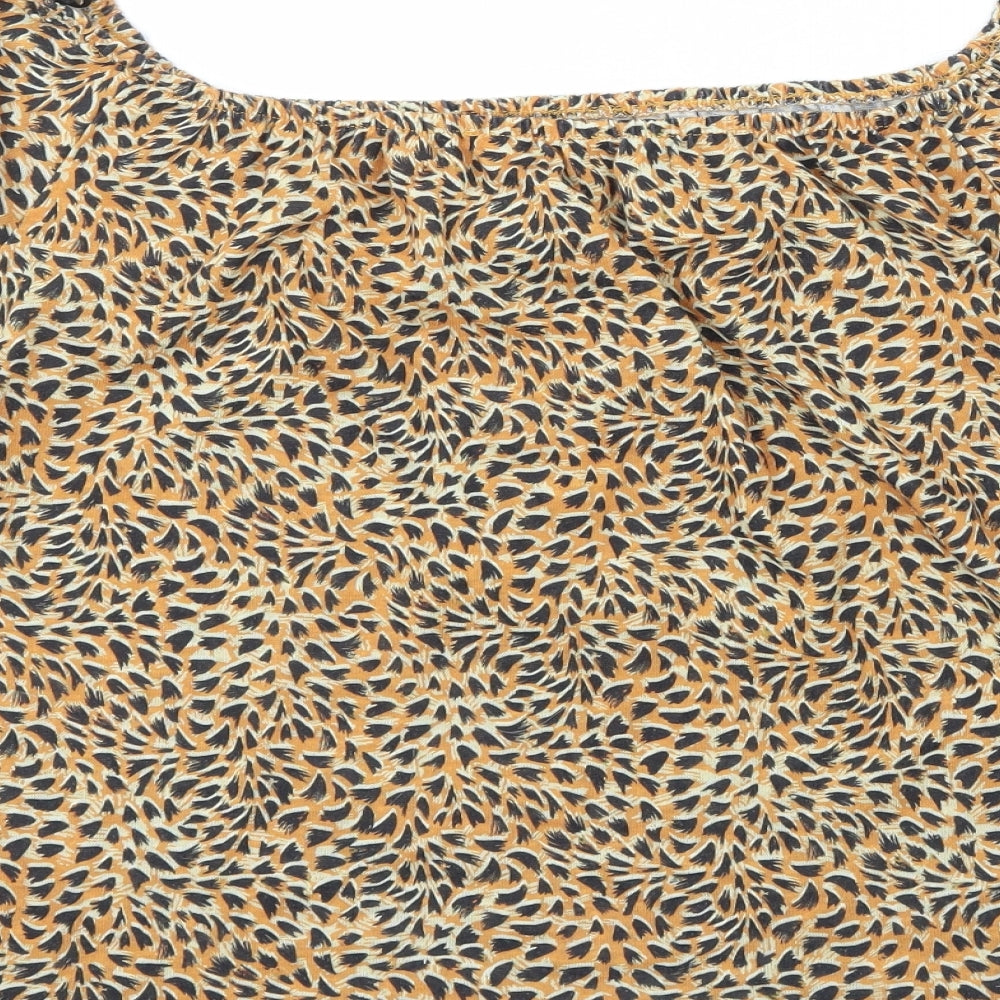 Love Tees Womens Orange Animal Print Polyester Basic Blouse Size 18 Off the Shoulder