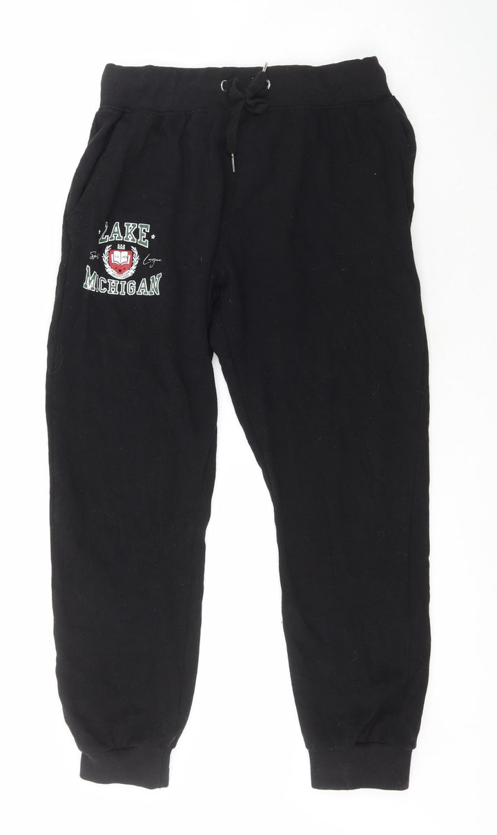 Pep&Co Womens Black  Polyester Jogger Trousers Size M L24 in Regular