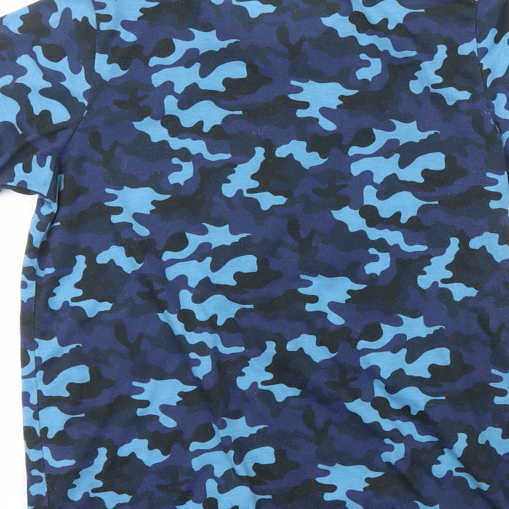 ellesse Boys Blue Camouflage 100% Polyester Basic T-Shirt Size 13-14 Years Crew Neck