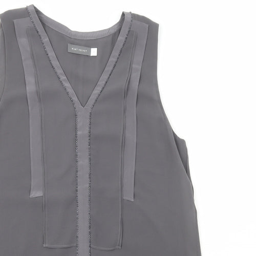 Mini Velvet Womens Grey  Polyester Basic Blouse Size 14 V-Neck