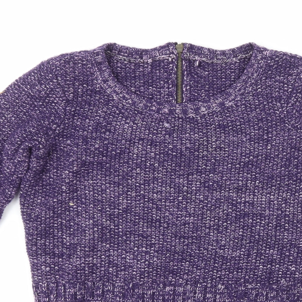 Preworn Womens Purple Crew Neck  Wool Pullover Jumper Size L