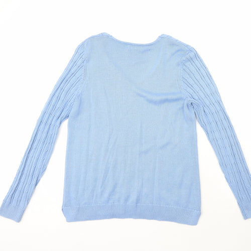 Gallery Womens Blue Scoop Neck  Acrylic Pullover Jumper Size M