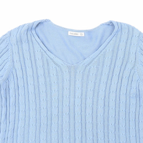 Gallery Womens Blue Scoop Neck  Acrylic Pullover Jumper Size M