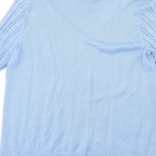 Gallery Womens Blue Scoop Neck  Acrylic Pullover Jumper Size M