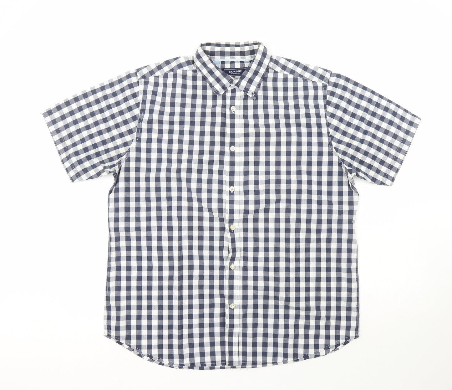 Maine Mens Blue  Cotton  Button-Up Size M Collared