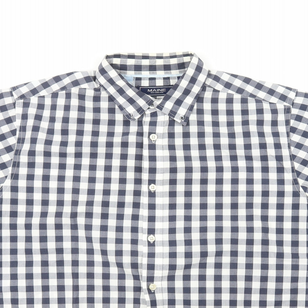 Maine Mens Blue  Cotton  Button-Up Size M Collared