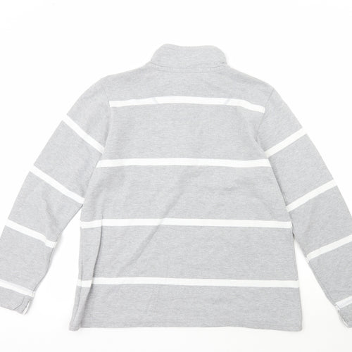 Crew Clothing Company Womens Grey Roll Neck Striped Cotton Pullover Jumper Size 14