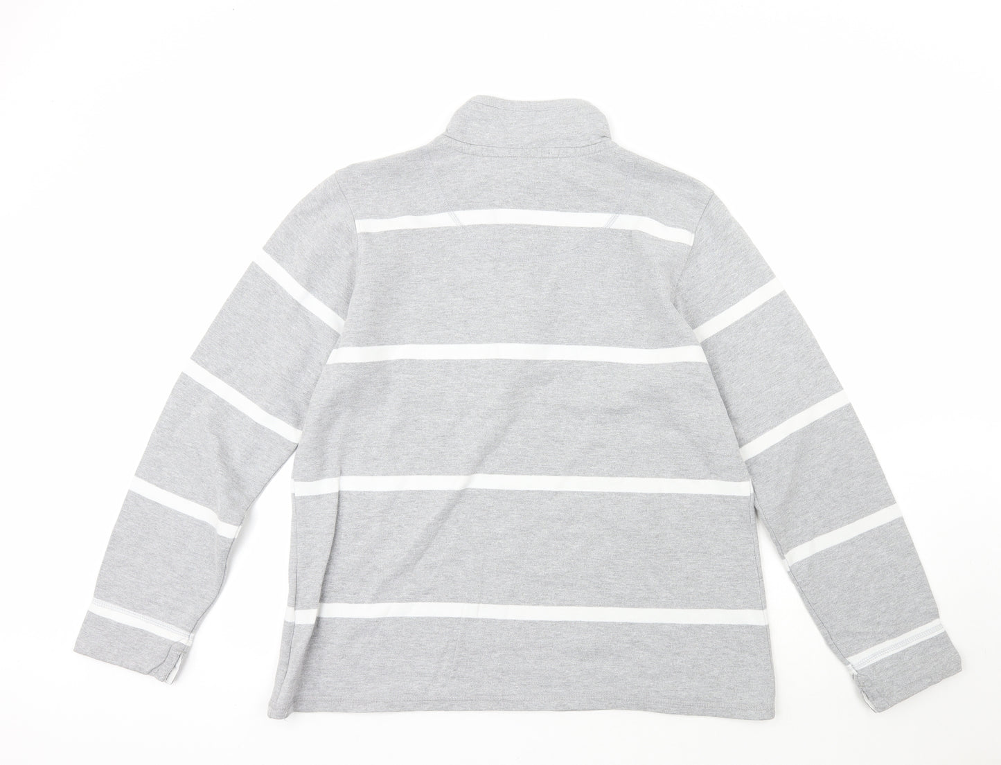 Crew Clothing Company Womens Grey Roll Neck Striped Cotton Pullover Jumper Size 14