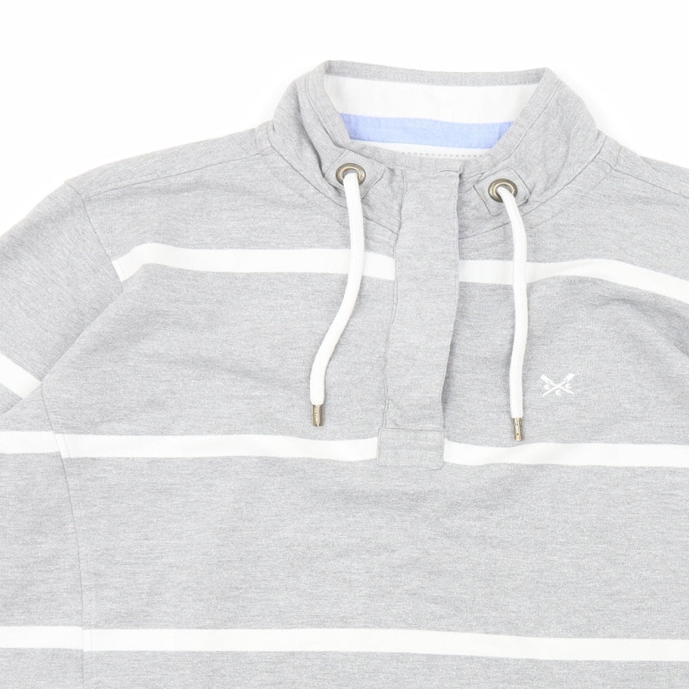 Crew Clothing Company Womens Grey Roll Neck Striped Cotton Pullover Jumper Size 14