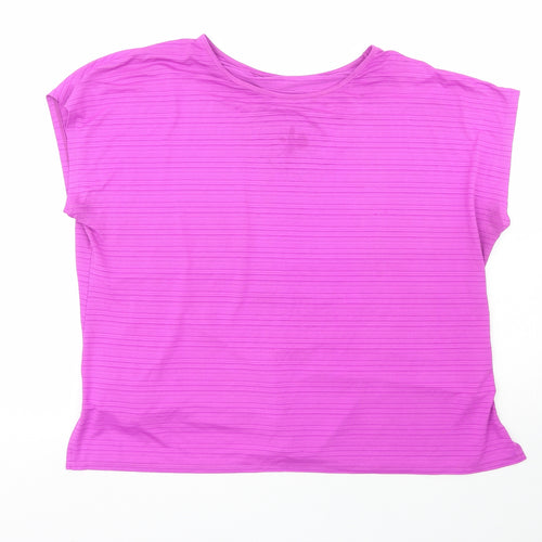 Dunnes  Womens Purple  Polyester Basic T-Shirt Size XL Crew Neck