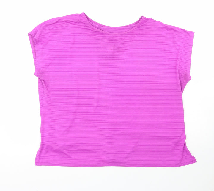 Dunnes Womens Purple Polyester Basic T-Shirt Size XL Crew Neck