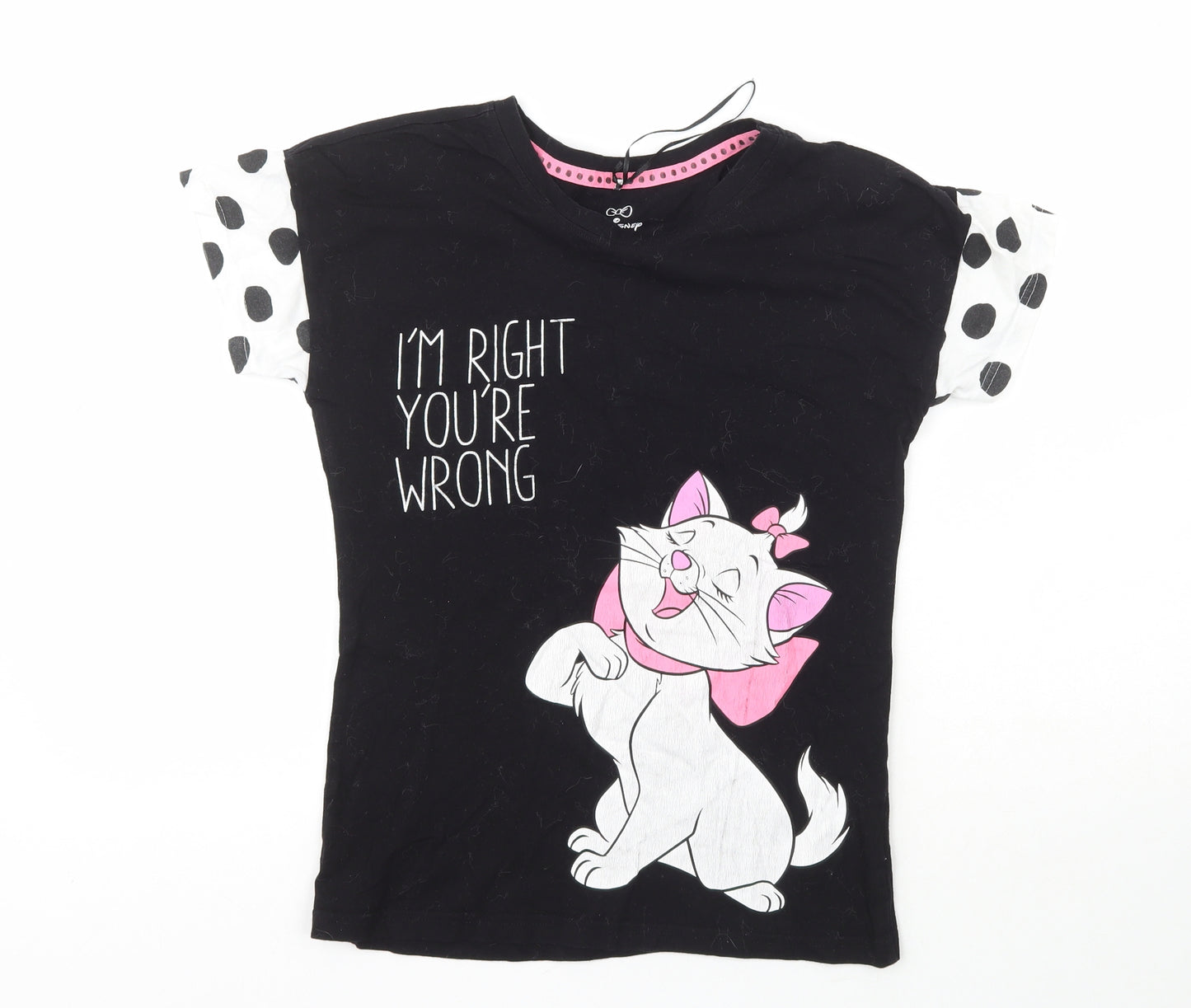 Disney  Womens Black  100% Cotton Basic T-Shirt Size 2XS Crew Neck - I'm Right Your Wrong