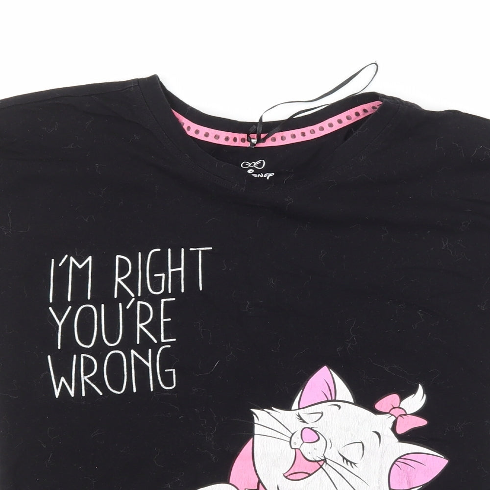 Disney  Womens Black  100% Cotton Basic T-Shirt Size 2XS Crew Neck - I'm Right Your Wrong
