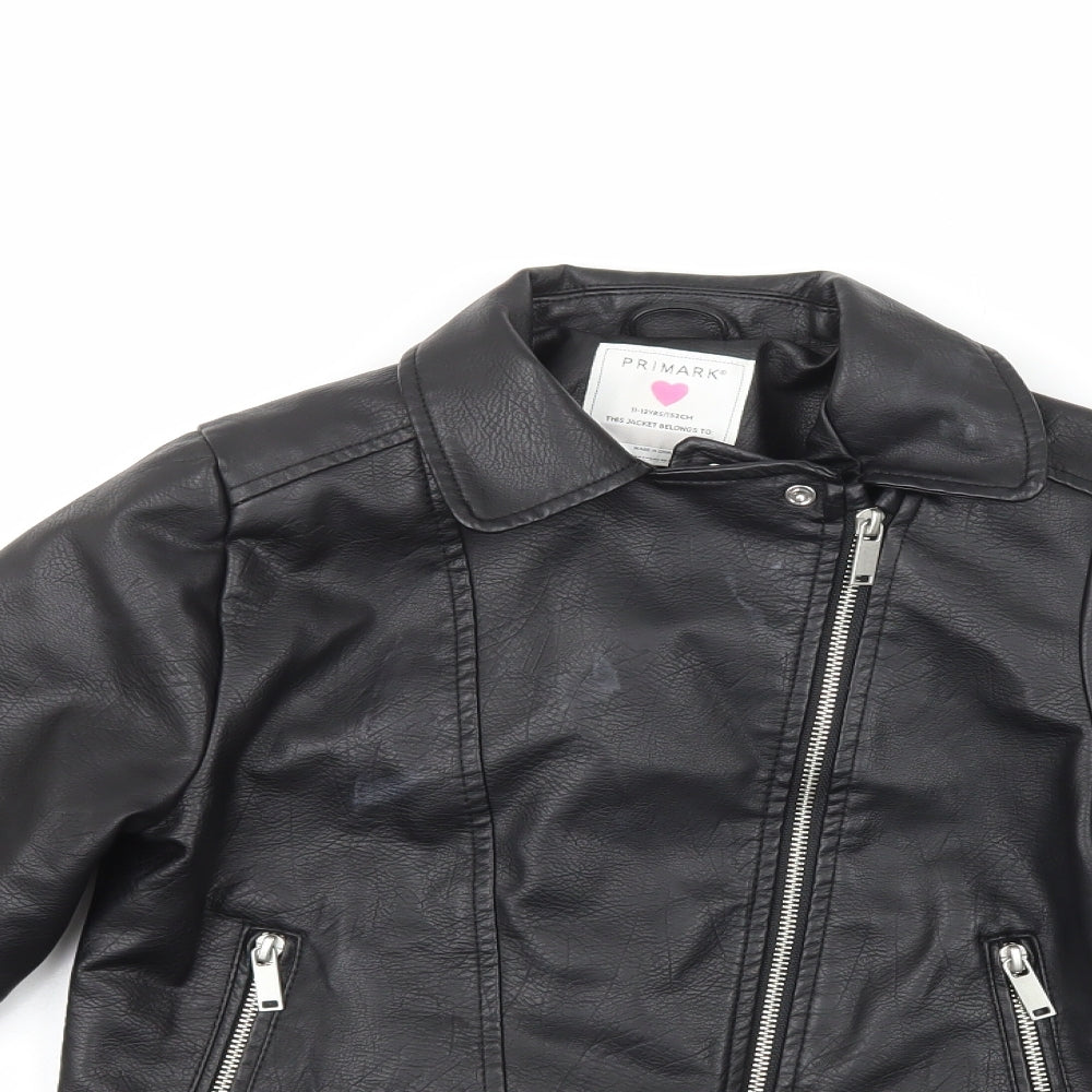 Primark Girls Black   Jacket  Size 11-12 Years