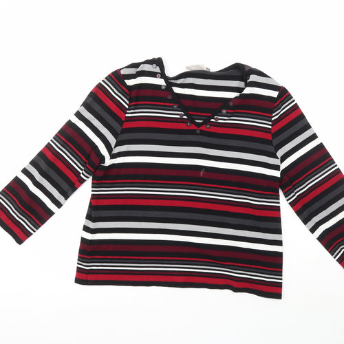 CC Womens Multicoloured V-Neck Striped Viscose Pullover Jumper Size XL