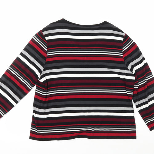 CC Womens Multicoloured V-Neck Striped Viscose Pullover Jumper Size XL