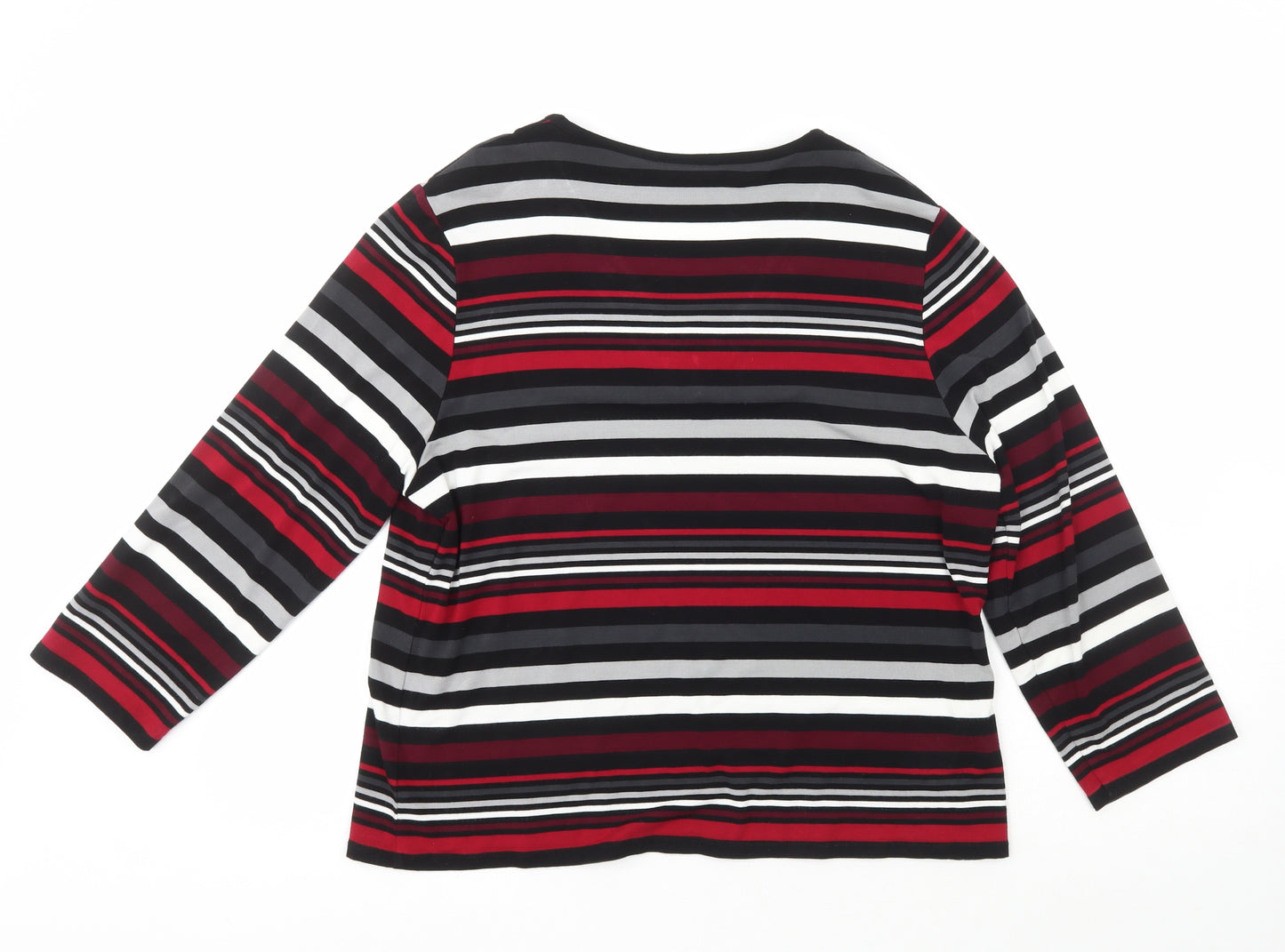 CC Womens Multicoloured V-Neck Striped Viscose Pullover Jumper Size XL