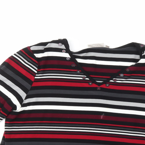 CC Womens Multicoloured V-Neck Striped Viscose Pullover Jumper Size XL