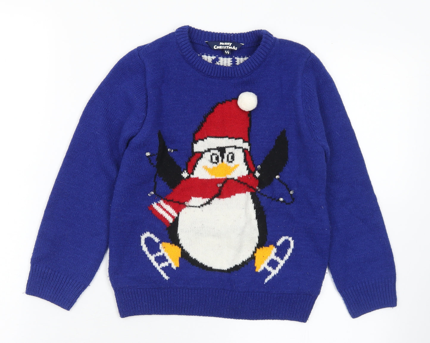 Matalan Boys Blue  Acrylic Pullover Sweatshirt Size 6-7 Years   - Christmas