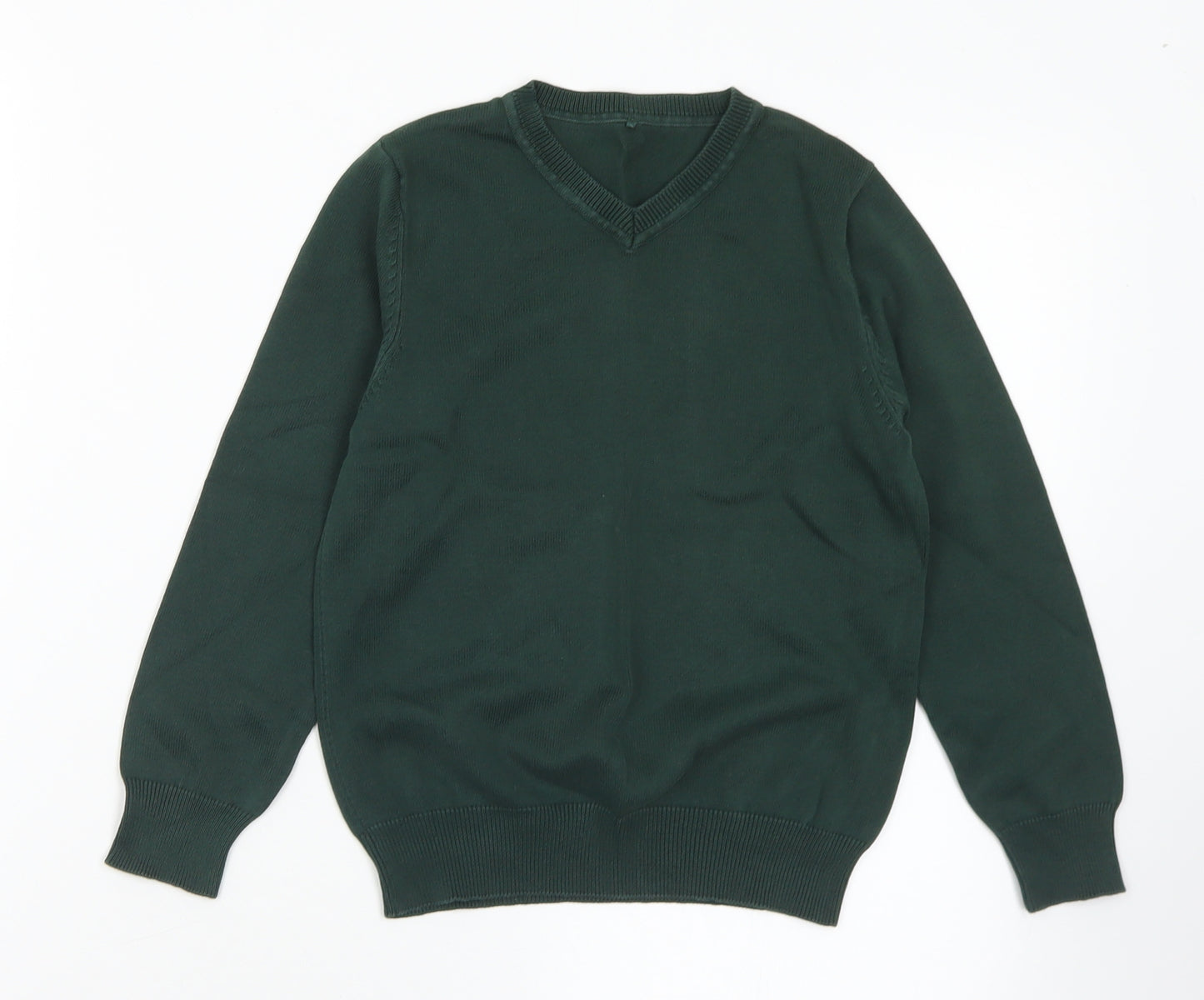 George Boys Green V-Neck  Cotton Pullover Jumper Size 5-6 Years   - School Wear