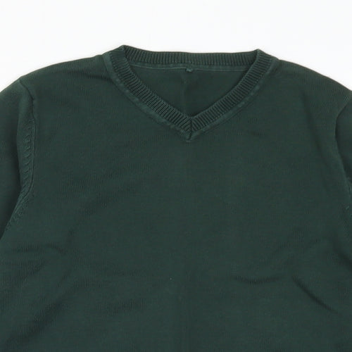 George Boys Green V-Neck  Cotton Pullover Jumper Size 5-6 Years   - School Wear