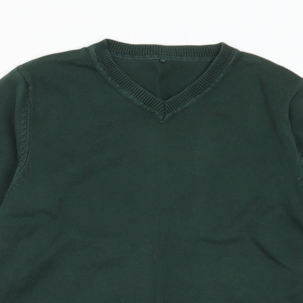 George Boys Green V-Neck  Cotton Pullover Jumper Size 5-6 Years   - School Wear
