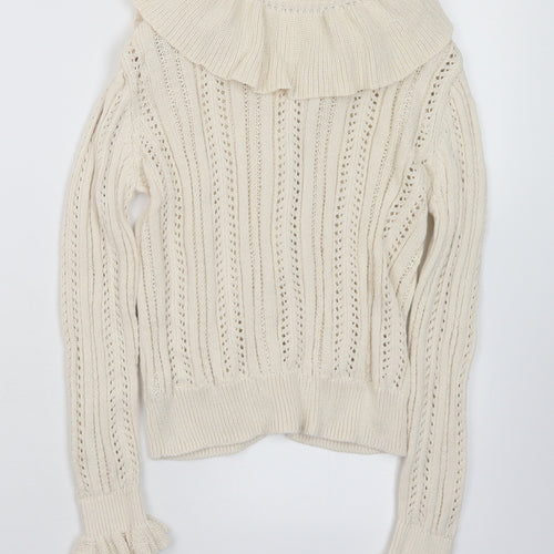 NEXT Girls Ivory Collared  Cotton Cardigan Jumper Size 9 Years  Button