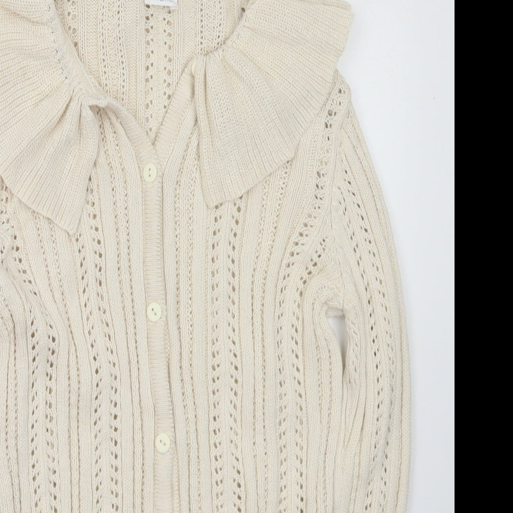 NEXT Girls Ivory Collared  Cotton Cardigan Jumper Size 9 Years  Button