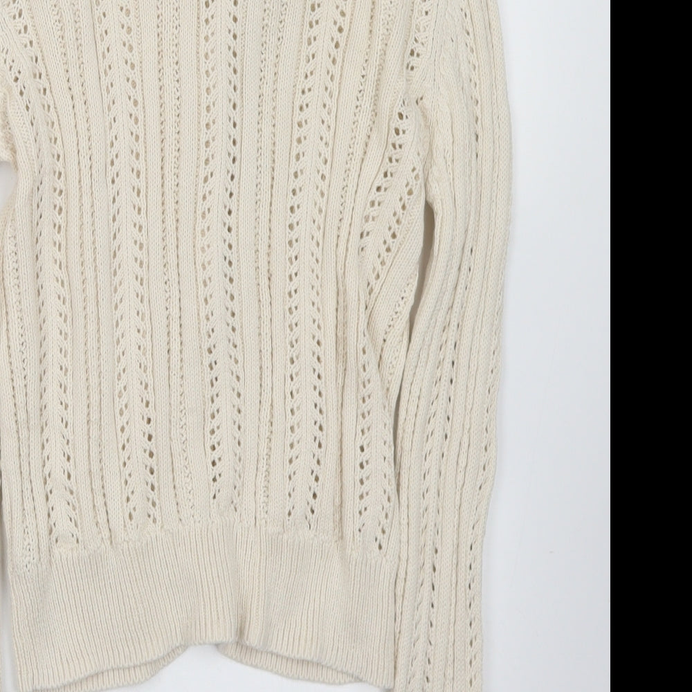 NEXT Girls Ivory Collared  Cotton Cardigan Jumper Size 9 Years  Button
