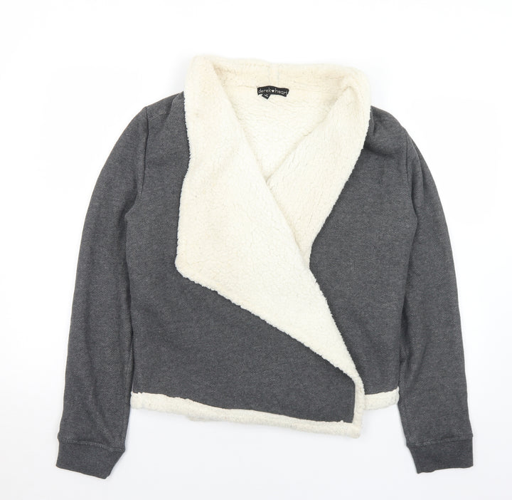 Derek Heart Womens Grey Collared  Cotton Cardigan Jumper Size M