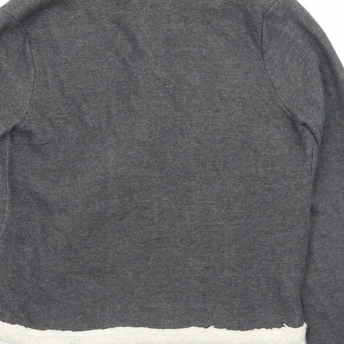 Derek Heart Womens Grey Collared  Cotton Cardigan Jumper Size M