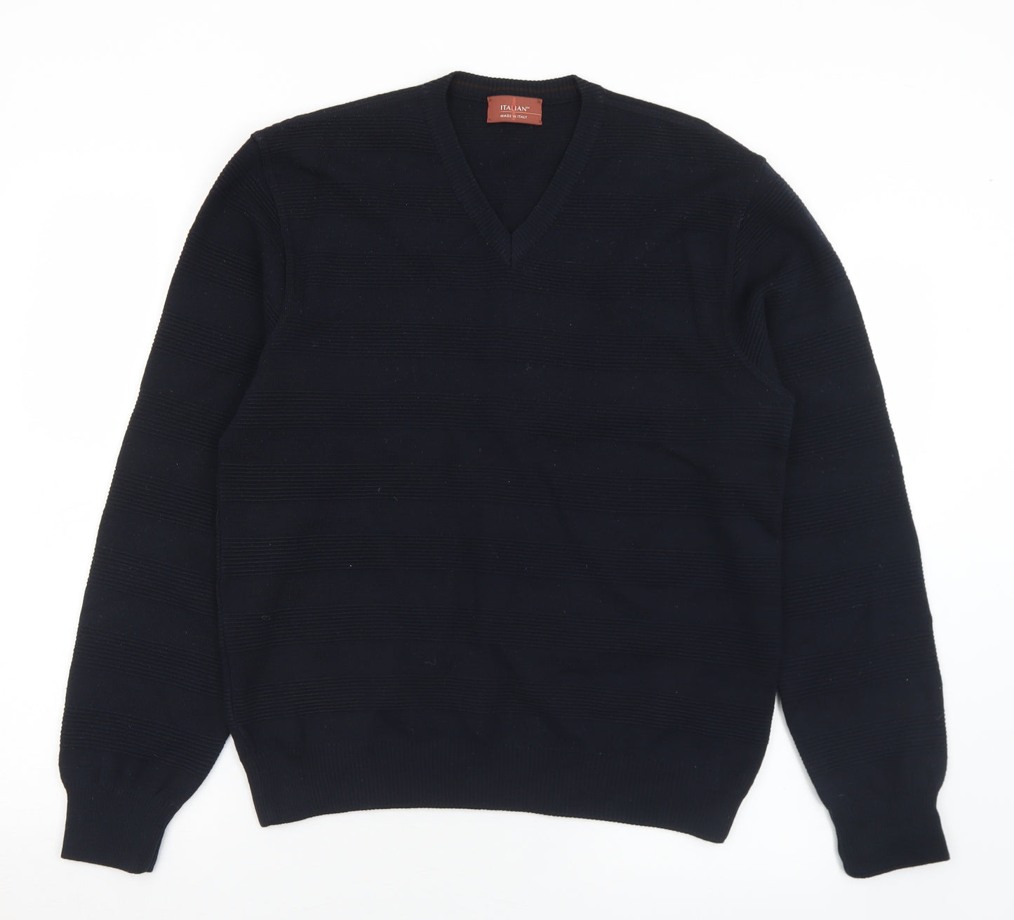Marks and Spencer Mens Blue V-Neck  Acrylic Pullover Jumper Size S