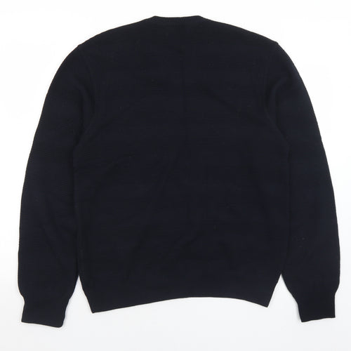 Marks and Spencer Mens Blue V-Neck  Acrylic Pullover Jumper Size S