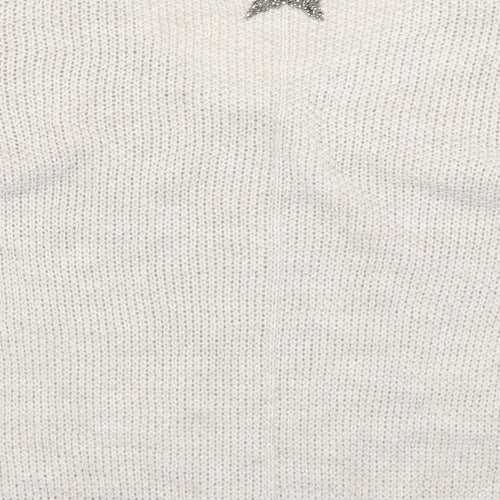 Preworn Womens Beige Scoop Neck  Acrylic Pullover Jumper Size M   - Star