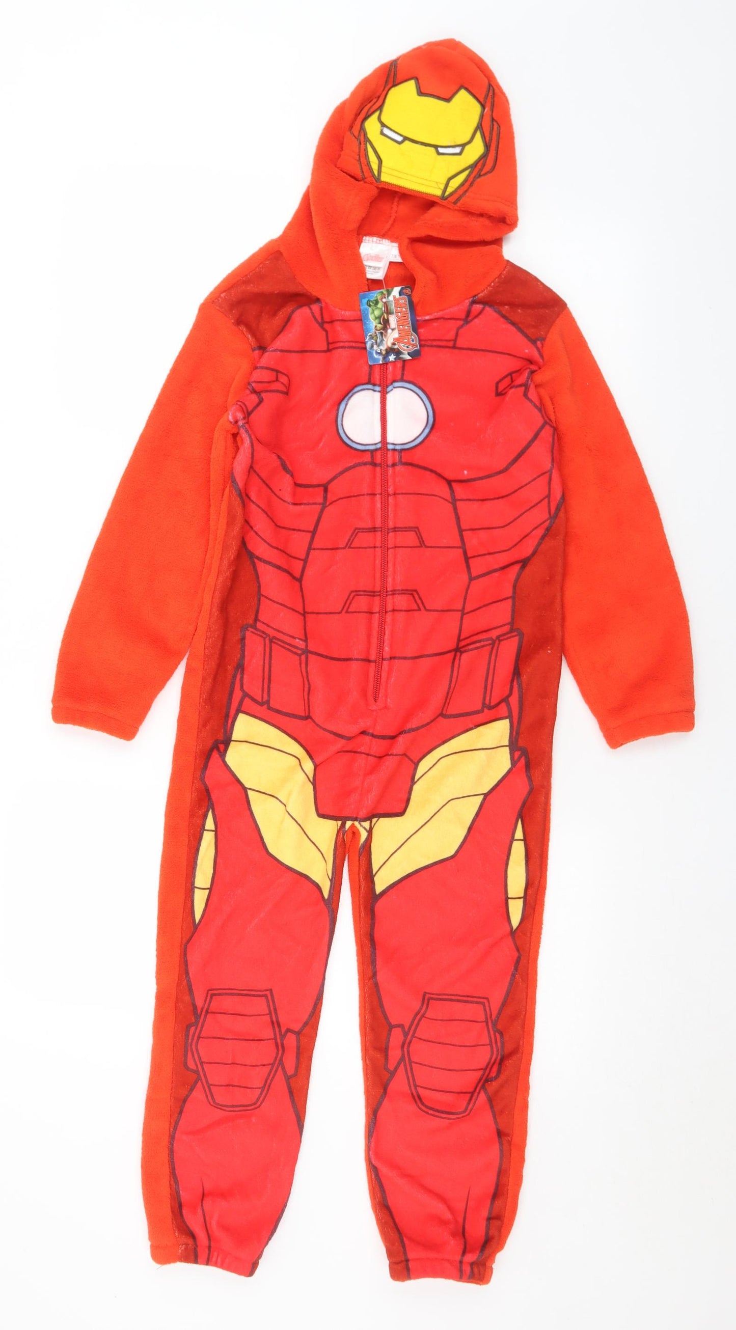 Marvel Boys Red Solid Polyester  One Piece Size 7-8 Years  Zip - Iron Man
