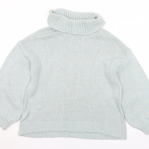 TU Womens Blue Roll Neck  Acrylic Pullover Jumper Size 14