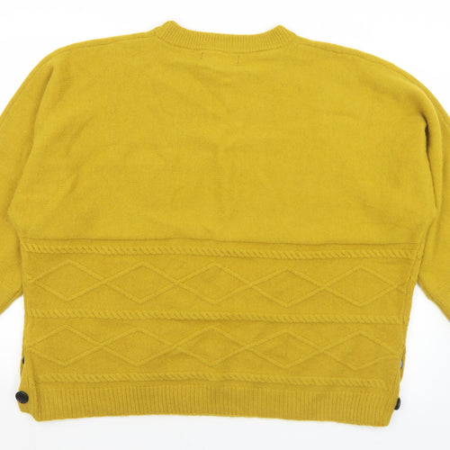 Very Womens Yellow Crew Neck  Acrylic Pullover Jumper Size 14