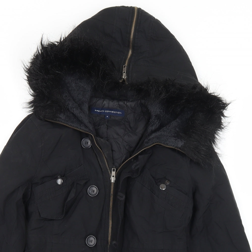 French Connection Womens Black   Windbreaker Coat Size 6  Zip