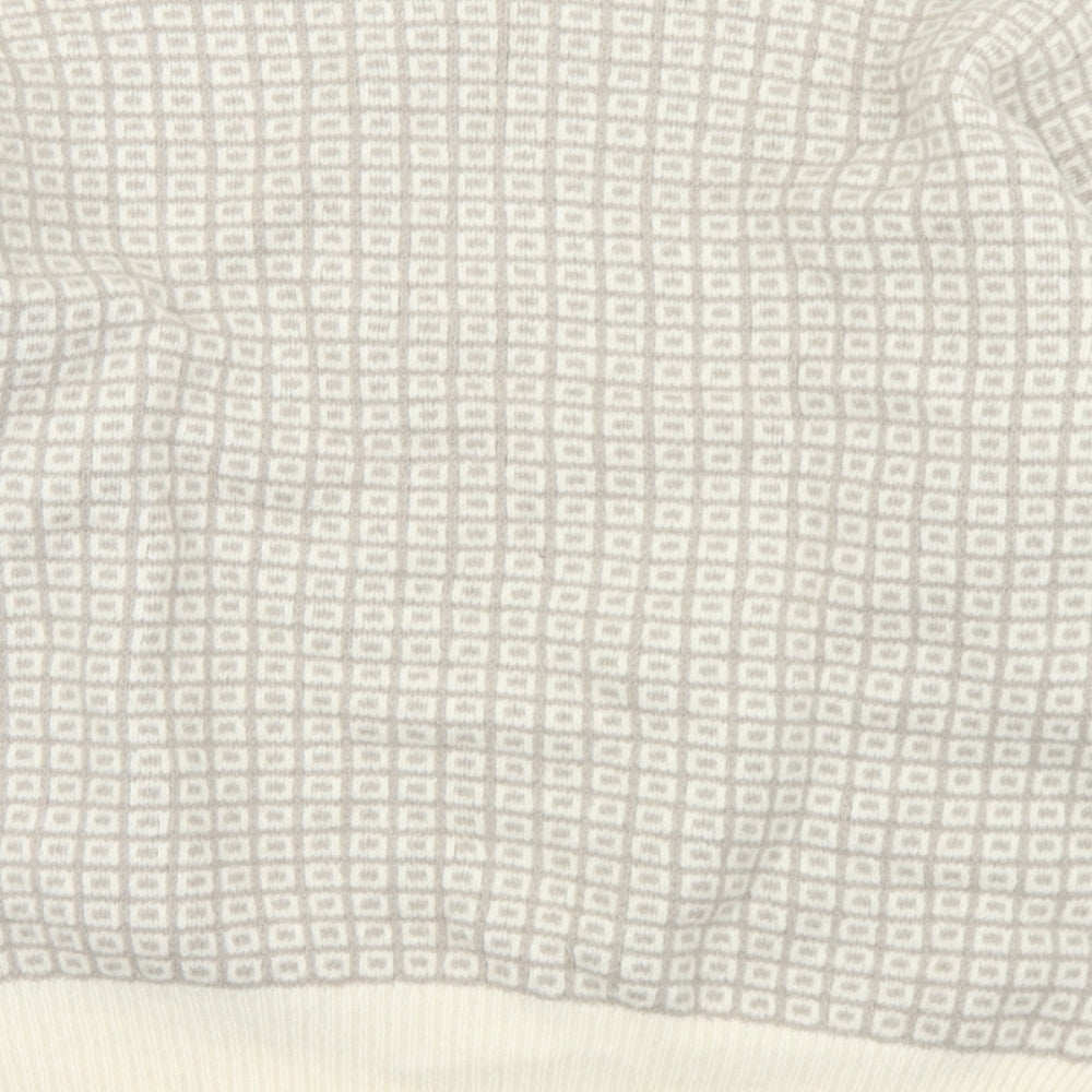 Mackinnon Womens Beige Crew Neck Geometric Wool Pullover Jumper Size L