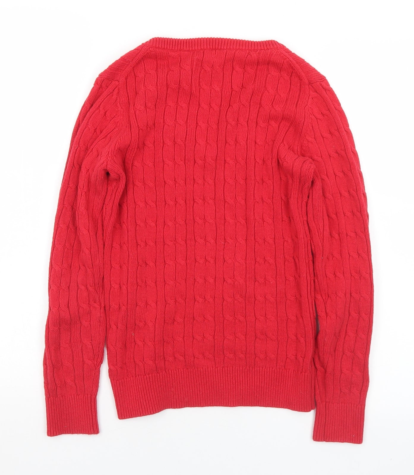 Jack Wills Womens Red V-Neck  Cotton Pullover Jumper Size 6