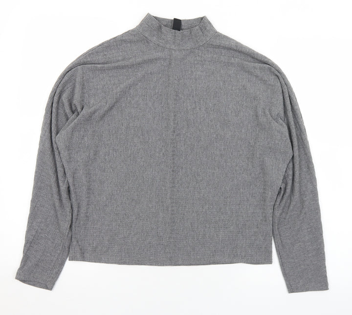 New Look Womens Grey Mock Neck Polyester Pullover Jumper Size S