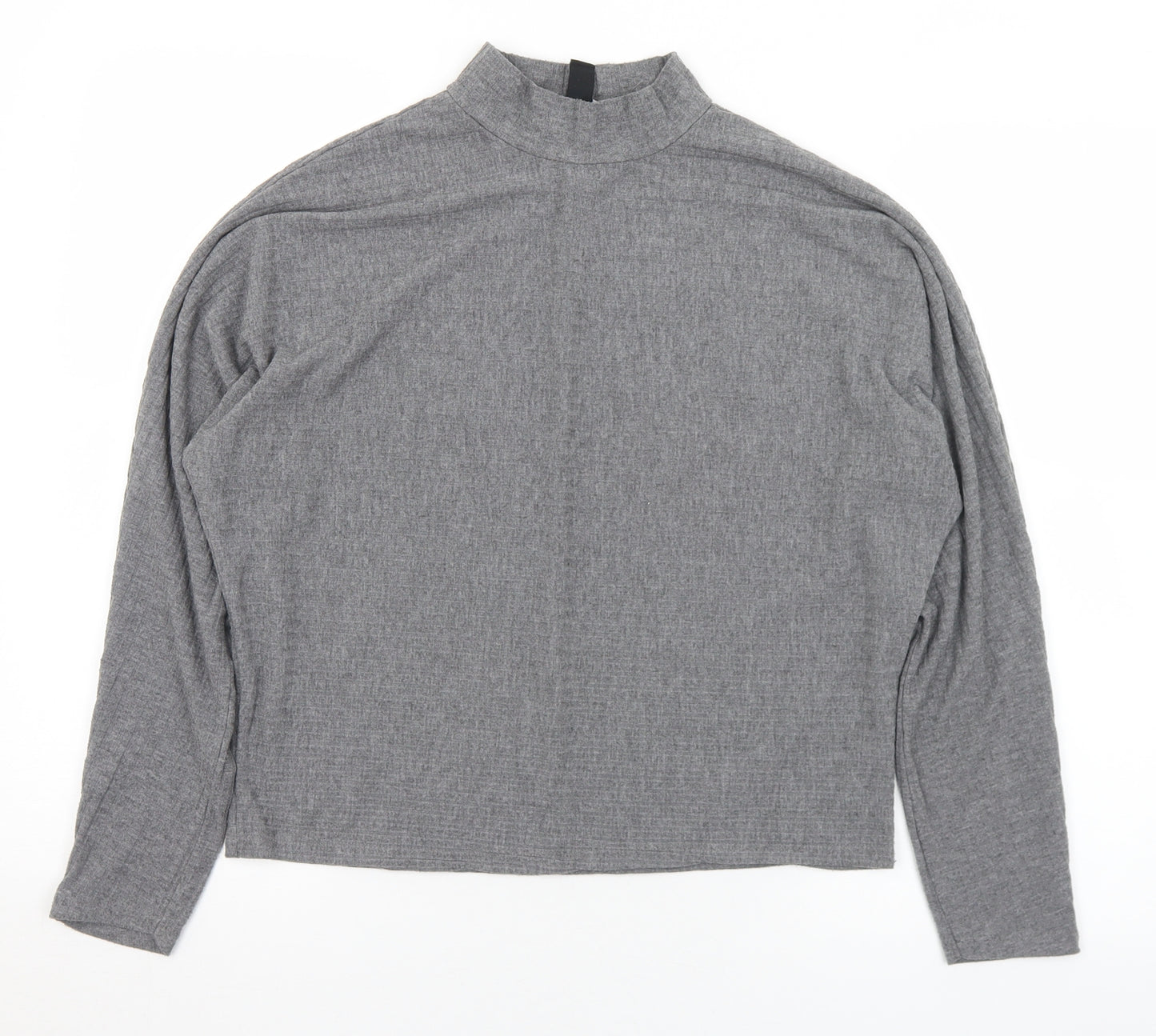 New Look Womens Grey Mock Neck  Polyester Pullover Jumper Size S