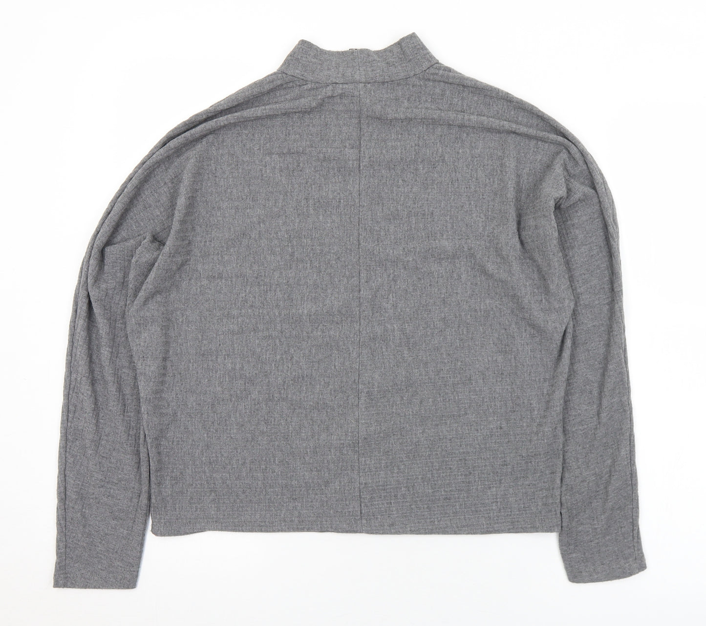 New Look Womens Grey Mock Neck  Polyester Pullover Jumper Size S