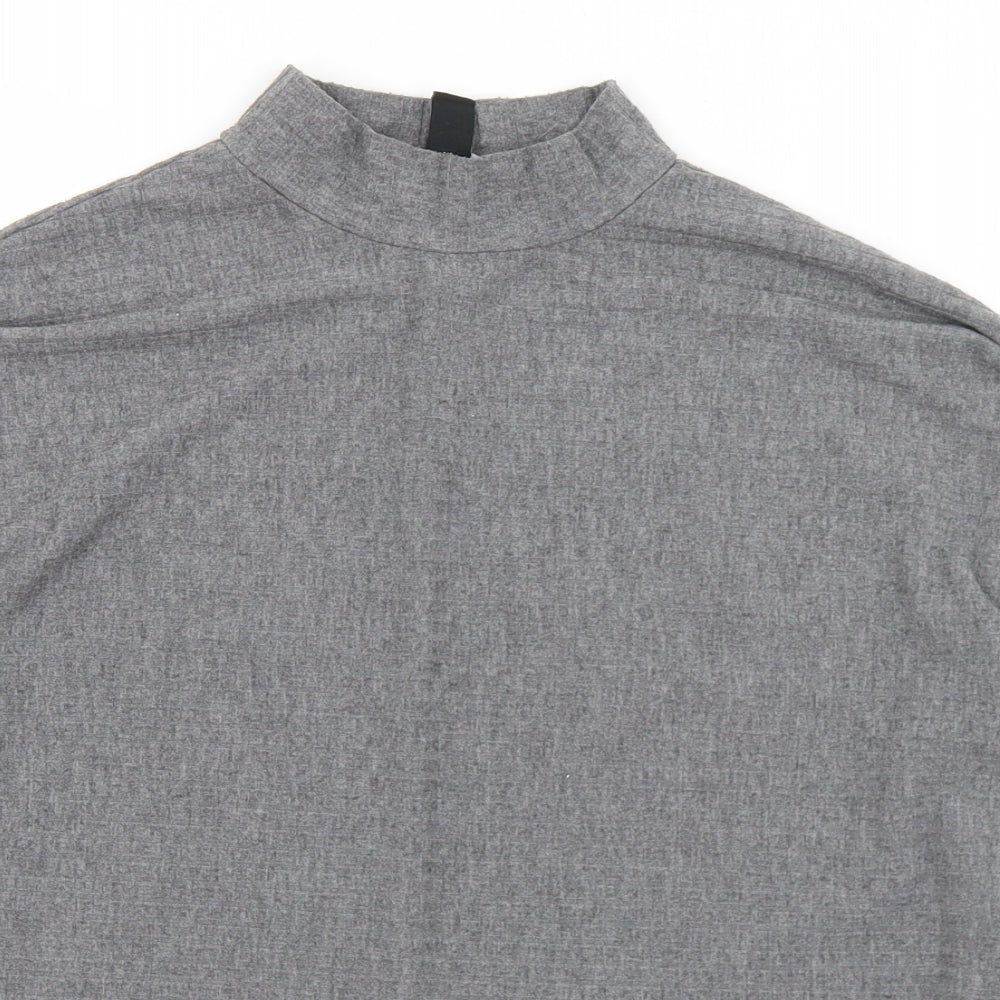 New Look Womens Grey Mock Neck  Polyester Pullover Jumper Size S