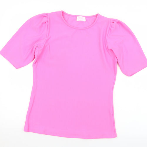 Savida Womens Pink  Polyester Jersey T-Shirt Size S Round Neck