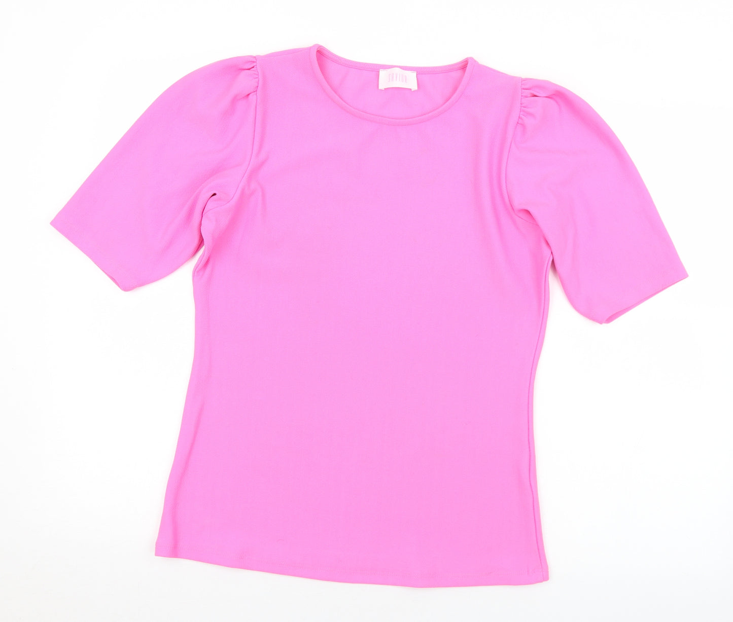 Savida Womens Pink  Polyester Jersey T-Shirt Size S Round Neck