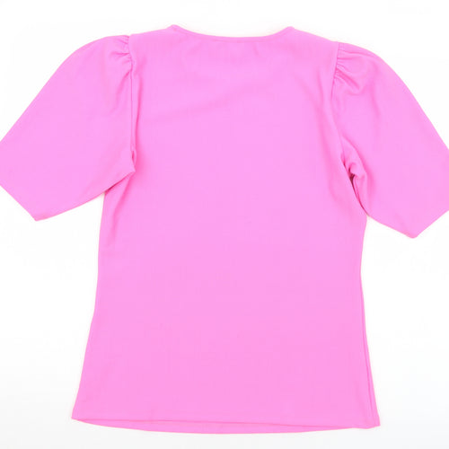 Savida Womens Pink  Polyester Jersey T-Shirt Size S Round Neck