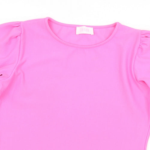Savida Womens Pink  Polyester Jersey T-Shirt Size S Round Neck